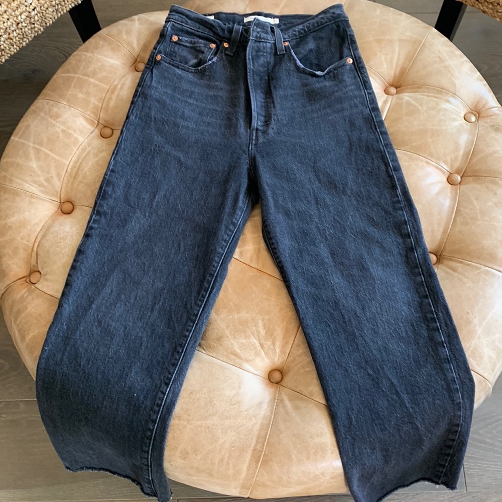 Levi's Premium Ribcage Straight Black Denim Jeans Size 27